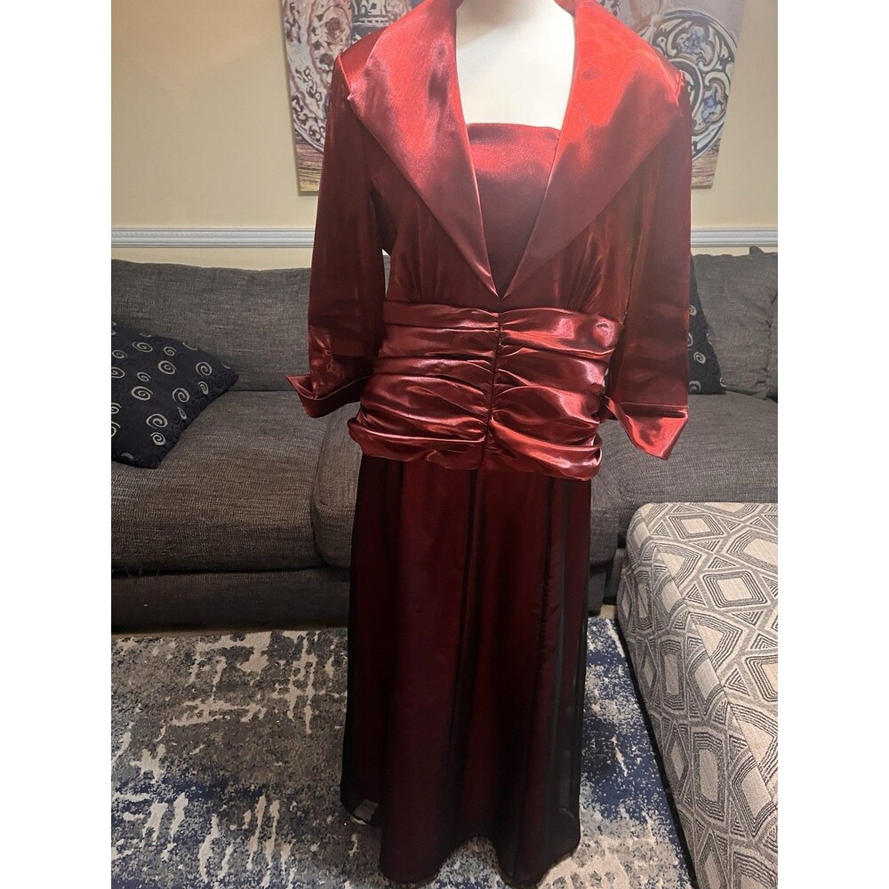 Drama 2 Piece Cranberry/ Black Overylay Skirt Dress Women Size 14